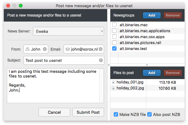 Usenetic Posting Usenetic Posting